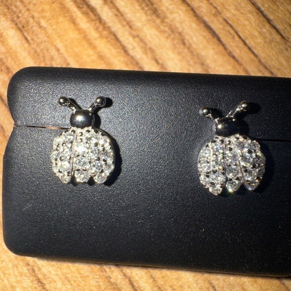 Elegant Silver Ladybug Earrings